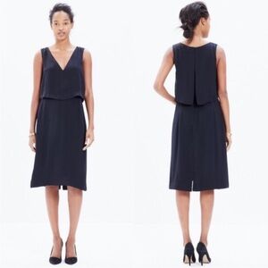 Madewell Black Luminous Overlay Dress Size 2 Sleeveless V-Neck LBD